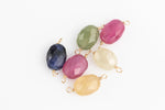 USA Gold Filled Permanent Jewelry Connectors Multi Color Sapphire Faceted Oval Gemmy Quality Connector or Charm 1420 Gold Filled