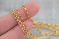 Gold Filled Flat Tubed Rectangular Chain 1.3x3mm links- Wholesale, USA Made, Chain by foot- Paper Clip Chain Permanent Jewelry Chain