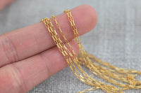 Gold Filled Flat Tubed Rectangular Chain 1.3x3mm links- Wholesale, USA Made, Chain by foot- Paper Clip Chain Permanent Jewelry Chain