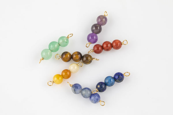 4mm Round Gemstone Beads- Gold filled or Sterling Silver Clear Permanent Jewelry Connectors- Birthstone and gemstones