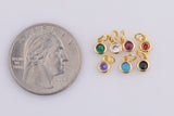 6pc 18k Gold Dainty Tiny Round Birthstone Charms- Assorted Colors -4mm- 6 pcs per order