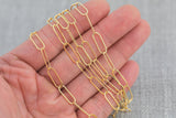 Gold Filled Tubed Chain, Elongated Oval Chain, 5 x 15 mm links, , Wholesale, USA Made, Chain by foot- Paper Clip Chain