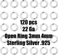 Sterling Silver Open Jump Rings 22 Gauge 22 ga 3mm 4mm - 925 SS - Made in USA Wholesale