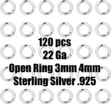 Sterling Silver Open Jump Rings 22 Gauge 22 ga 3mm 4mm - 925 SS - Made in USA Wholesale