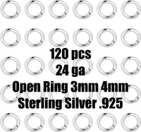 Sterling Silver Open Jump Rings 24 gauge 3mm 4mm 24ga open jump rings sterling silver 925 SS Made in USA Wholesale