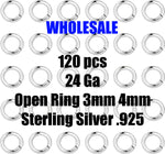 Sterling Silver Open Jump Rings 24 gauge 3mm 4mm 24ga open jump rings sterling silver 925 SS Made in USA Wholesale