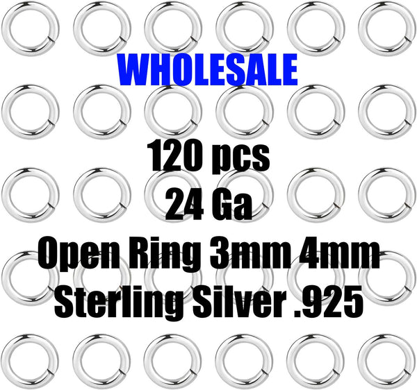 Sterling Silver Open Jump Rings 24 gauge 3mm 4mm 24ga open jump rings sterling silver 925 SS Made in USA Wholesale