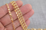 Seguin Disc Lined Finish- Gold Filled Chain by the Foot - USA Made - Perfect For Permanent Jewelry - Made in USA Permanent Jewelry Chain