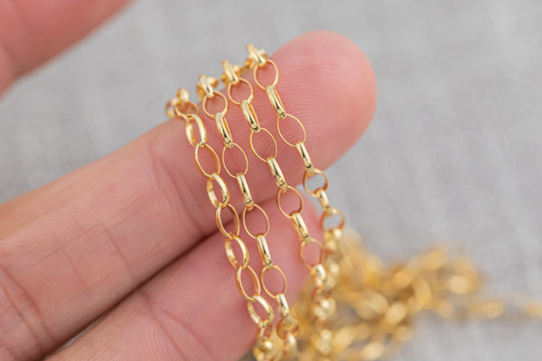 3x5mm Oval Rolo Chain Gold Fill Chain -- By the Foot Permanent Jewelry Chain