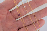 Gold filled Gemstone Satellite Chain Permanent Jewelry Connectors- Birthstone and gemstones- 50mm spacing- 2-4mm stone size- 10 feet or 50ft
