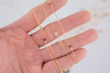 Gold filled Gemstone Satellite Chain Permanent Jewelry Connectors- Birthstone and gemstones- 50mm spacing- 2-4mm stone size- 10 feet or 50ft