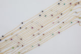 Gold filled Gemstone Satellite Chain Permanent Jewelry Connectors- Birthstone and gemstones- 50mm spacing- 2-4mm stone size- 10 feet or 50ft