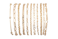 Modern Satellite Paperclip Bracelet 18k Gold Bracelet Anklet Chain One Size fits All 6.75 inches with 2 inch extender - Tarnish Resistant