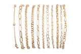 Modern Satellite Paperclip Bracelet 18k Gold Bracelet Anklet Chain One Size fits All 6.75 inches with 2 inch extender - Tarnish Resistant