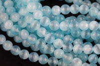 Aqua Color Selenite Beads Round Beads 6mm 8mm 10mm High Quality Real Genuine Selenite Gemstone 15.5" Strand Gemstone Beads