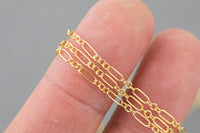 Gold Filled Italian 2mm, Italian 3 to 1 links, Wholesale, USA Made, Chain by foot Permanent Jewelry Chain