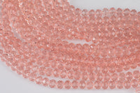 4mm or 6mm or 8mm Crystal Rondelle -2 or 5 or 10 STRANDS- Rose