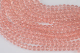 4mm or 6mm or 8mm Crystal Rondelle -2 or 5 or 10 STRANDS- Rose