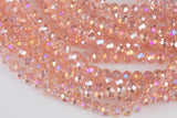 4mm or 6mm or 8mm Crystal Rondelle -2 or 5 or 10 STRANDS- Rose ab