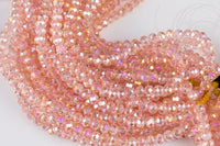 4mm or 6mm or 8mm Crystal Rondelle -2 or 5 or 10 STRANDS- Rose ab