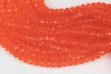 4mm or 6mm or 8mm Crystal Rondelle -2 or 5 or 10 STRANDS- Orange