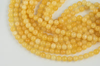 Yellow- JADE Smooth Round- 6mm 8mm 10mm 12mm-Full Strand 15.5 inch Strand AAA Quality