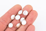 USA Gold Filled Natural Coin Pearl Connector Handmade Approx. 12-13mm. Made with Natural Freshwater Pearl and Connector or Charm