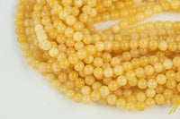 Yellow- JADE Smooth Round- 6mm 8mm 10mm 12mm-Full Strand 15.5 inch Strand AAA Quality