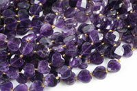 AAA Natural Amethyst Faceted Heart Beads 12mm Gemstone 15.5" Strand