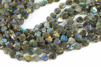 AAA Natural Labradorite Faceted Heart Beads 12mm Gemstone 15.5" Strand