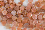 AAA Natural Pink Sunstone Faceted Heart Beads 12mm Gemstone 15.5" Strand