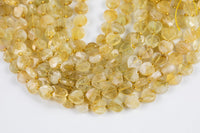 AAA Natural Citrine Faceted Heart Beads 12mm Gemstone 15.5" Strand