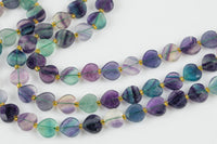 AAA Natural Rainbow Fluorite Faceted Heart Beads 12mm Gemstone 15.5" Strand