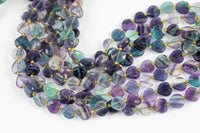 AAA Natural Rainbow Fluorite Faceted Heart Beads 12mm Gemstone 15.5" Strand