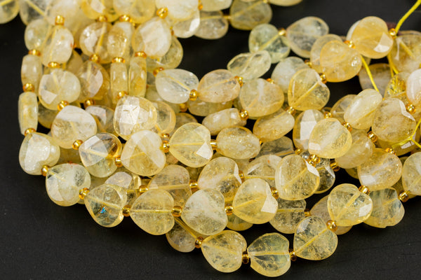 AAA Natural Citrine Faceted Heart Beads 12mm Gemstone 15.5" Strand