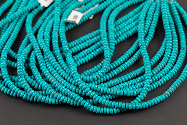 Turquoise - High Quality in Roundel, 6mm, 8mm- Full 15.5 Inch Strand-Full Strand 15.5 inch Strand Smooth Gemstone Beads