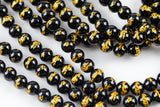 Hand Carved Dragon Round Onyx Beads. A Quality -Full Strand 15.5 inch Strand- Black