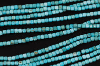 Turquiose Faceted Cube Beads Size 4-5mm 15.5" Strand