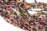 Natural Tourmaline Beads Full Strands-15.5 inches-4mm- Nice Size Hole- Diamond Cutting, High Facets- Nice and Sparkly- Faceted Round