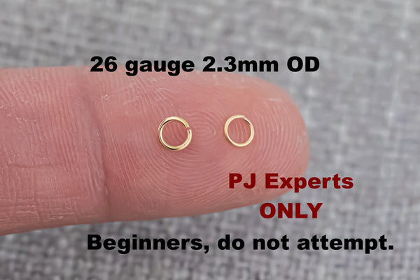 Set of 50 x 26 gauge 3mm 2.3mm 3.0mm EXTREMELY TINY Thinnest Smallest Open Jump Ring -14kt Gold Filled - Permanent Jewelry