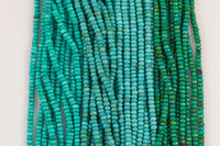 Blue Turquoise, High Quality in Faceted Roundel 4mm and 6mm- Full 15.5 Inch strand AAA Quality Gemstone Beads