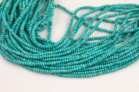 Blue Turquoise, High Quality in Faceted Roundel 4mm and 6mm- Full 15.5 Inch strand AAA Quality Gemstone Beads