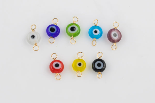USA Gold Filled Permanent Jewelry Evil Eye Coin Connector or Charm 1420 Gold Filled 6mm 925 Sterling Silver