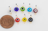 USA Gold Filled Permanent Jewelry Evil Eye Coin Connector or Charm 1420 Gold Filled 6mm 925 Sterling Silver