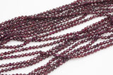 Natural Garnet - Full Strands-15.5 inches-5mm- Nice Size Hole- Diamond Cutting,High Facets-Nice and Sparkly-Faceted Round AAA Quality