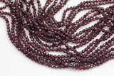 Natural Garnet - Full Strands-15.5 inches-4mm- Nice Size Hole- Diamond Cutting,High Facets-Nice and Sparkly-Faceted Round AAA Quality