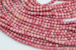 Rhodonite Faceted Cube Beads Size 4mm 15.5" Strand