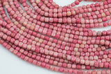 Rhodonite Faceted Cube Beads Size 4mm 15.5" Strand