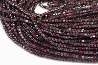 Natural Garnet Faceted Cube Beads Size 4mm 15.5" Strand