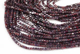 Natural Garnet Faceted Cube Beads Size 4mm 15.5" Strand